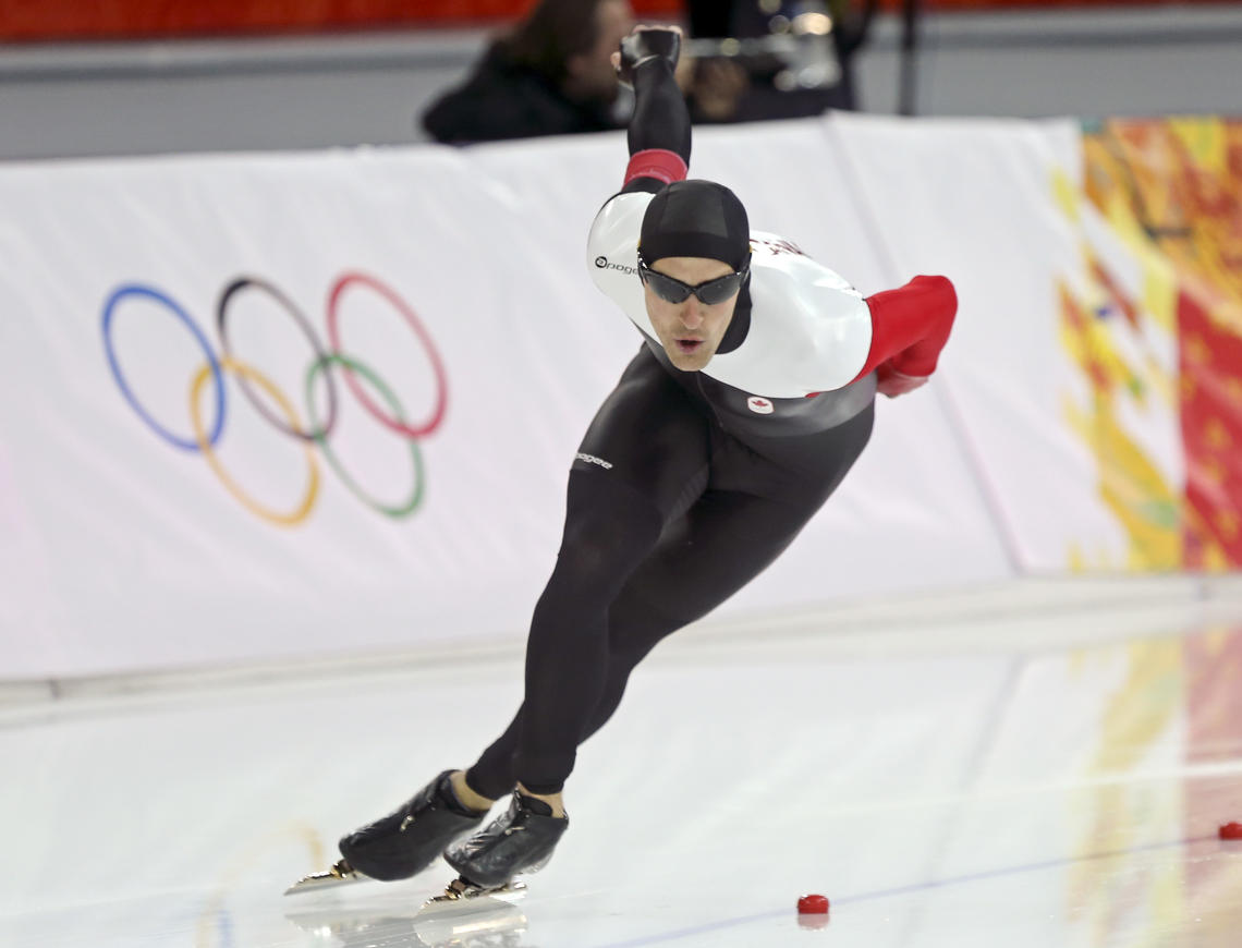 Long track speedskater Denny Morrison's 1,500m race at the Sochi 2014 Winter Olympics earned him a bronze medal. Photo by Mike Ridewood