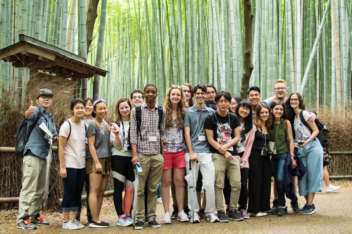 Angie and fellow international students in Japan