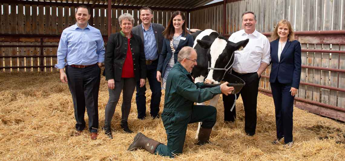 group shot with cow