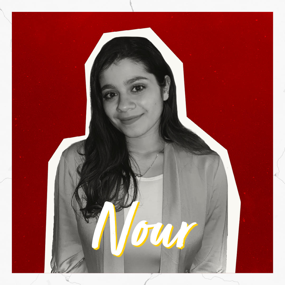 Photo of Nour against a red background