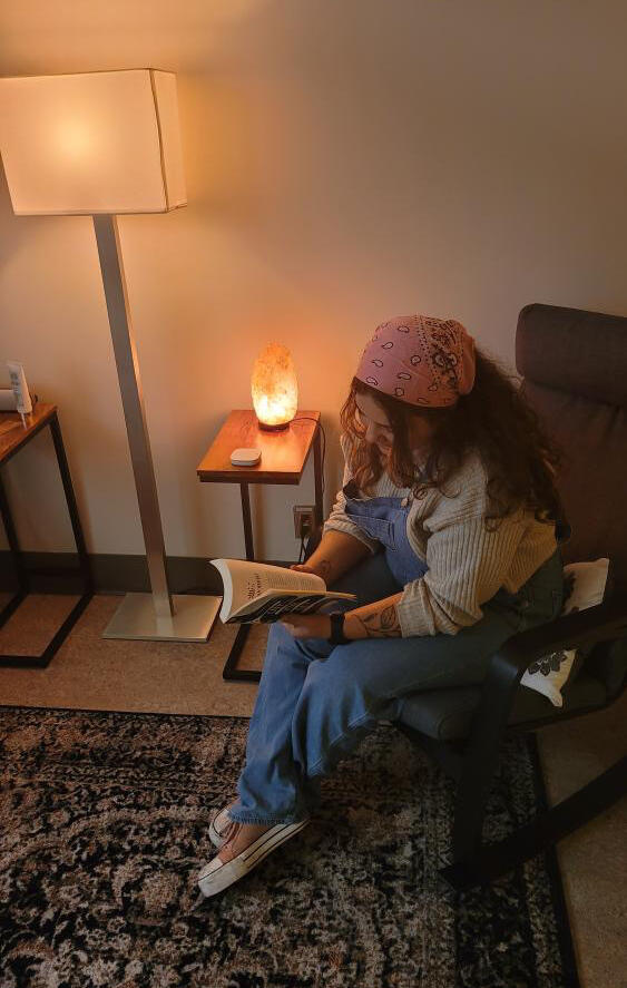 Kristi-Anne reading a book