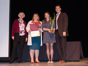 The Federation of Calgary Communities’ "Exploring Communities" project won the 2019 Experiential Learning Project in Sustainability Award. Award accepted by Leslie Evans (Executive Director, Federation of Calgary Communities) and Dr. Victoria Fast (Assistant Prof in Geography).