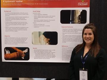 Imanoff presenting a poster about maternal mental health -PTSD at Sigma Theta Tau International Conference in Calgary in 2019.