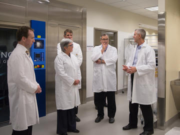Dr. Dru Marshall, Dr. Jon Meddings, Dean, Cumming School of Medicine and Dr. Alastair Cribb, Dean, Veterinary Medicine tour several labs during Safety and Wellness Week in 2015.