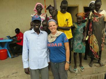 Alida with colleague John Chatim in South Sudan.