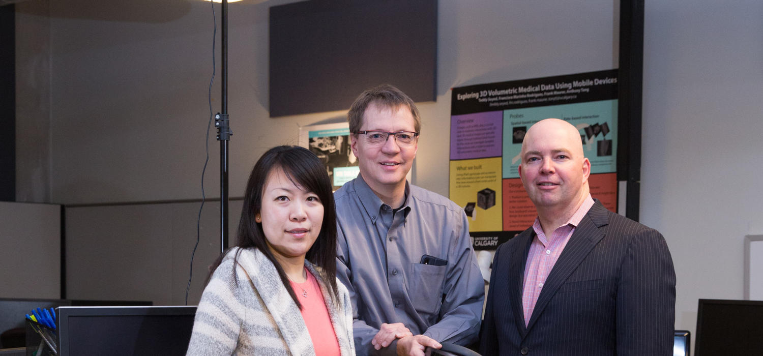 From left: Mea Wang, Frank Maurer, and Chad Saunders share in teaching the Software Entrepreneurship undergraduate course, a collaboration between the Haskyane School of Business and the Faculty of Science.