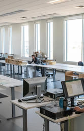 The Archives and Special Collections work area in the expanded High Density Library is where staff arrange, describe and process archival materials.