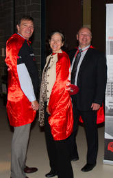 From left: Campaign co-chairs Richard Sigurdson and Joanne Perdue get into the spirit of the United Way's campaign theme, Everyday Heroes, along with Jackie Sieppert, who led leadership giving for the campaign.