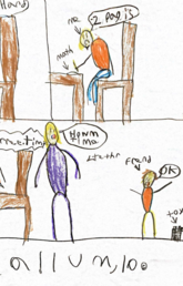 Children's drawing depicting how math is hard.