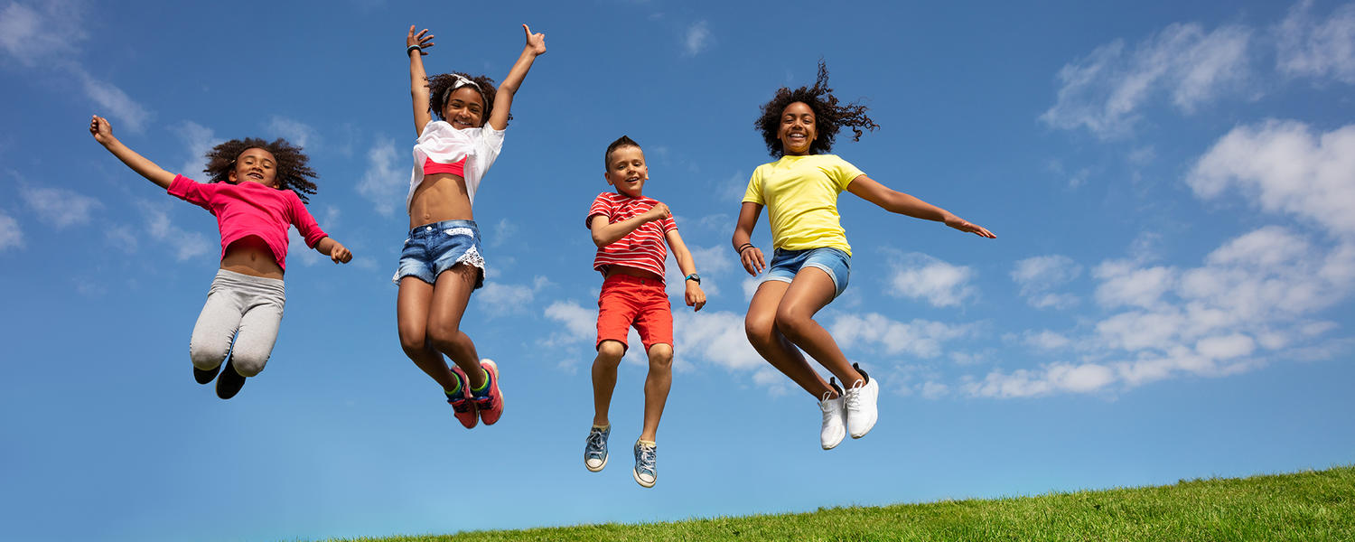 kids jumping in air