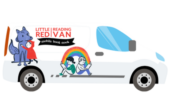 illustration of little red reading van