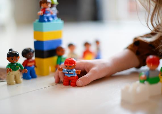 child playing with toys