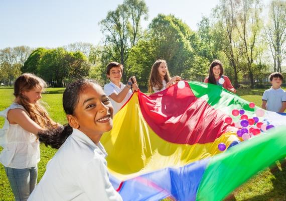 kids with rainbow flag